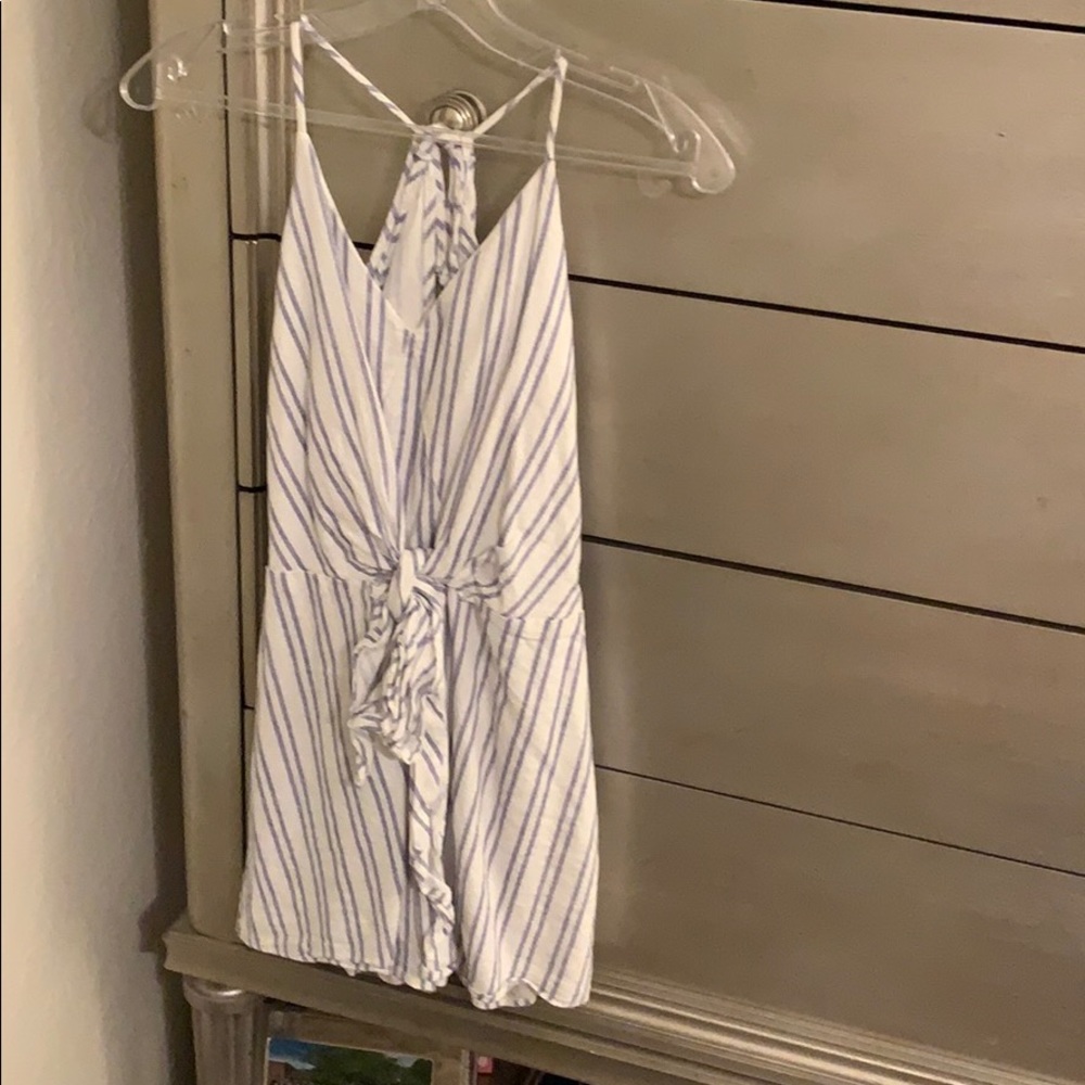Blue and white romper